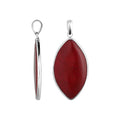 Sterling Silver Red Coral Marquise Polished Heritage Pendant For Wholesale Collections.