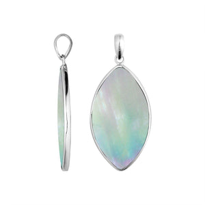 Sterling Silver Mother Of Pearl Marquise Polished Designer Pendant For Wholesale Collections.