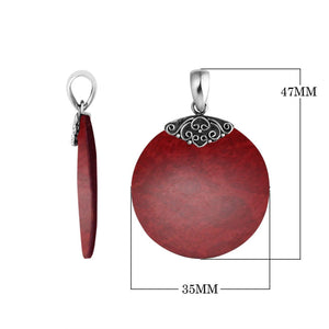 Sterling Silver Red Coral Round Polished Designer Pendant For Wholesale Buyers.