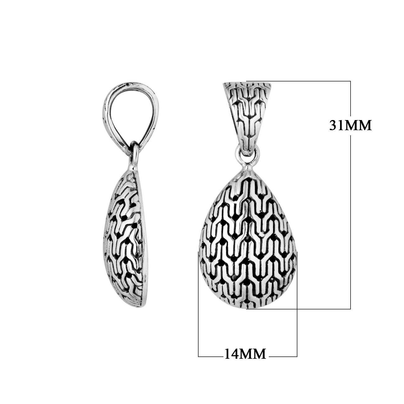 Sterling Silver Textured Teardrop Pattern Pendant For Wholesale Jewelry Collections.