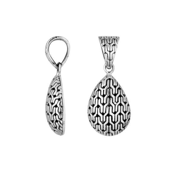 AP-6240-S Sterling Silver Pear Shape Pendant With Plain Silver Jewelry Bali Designs Inc 