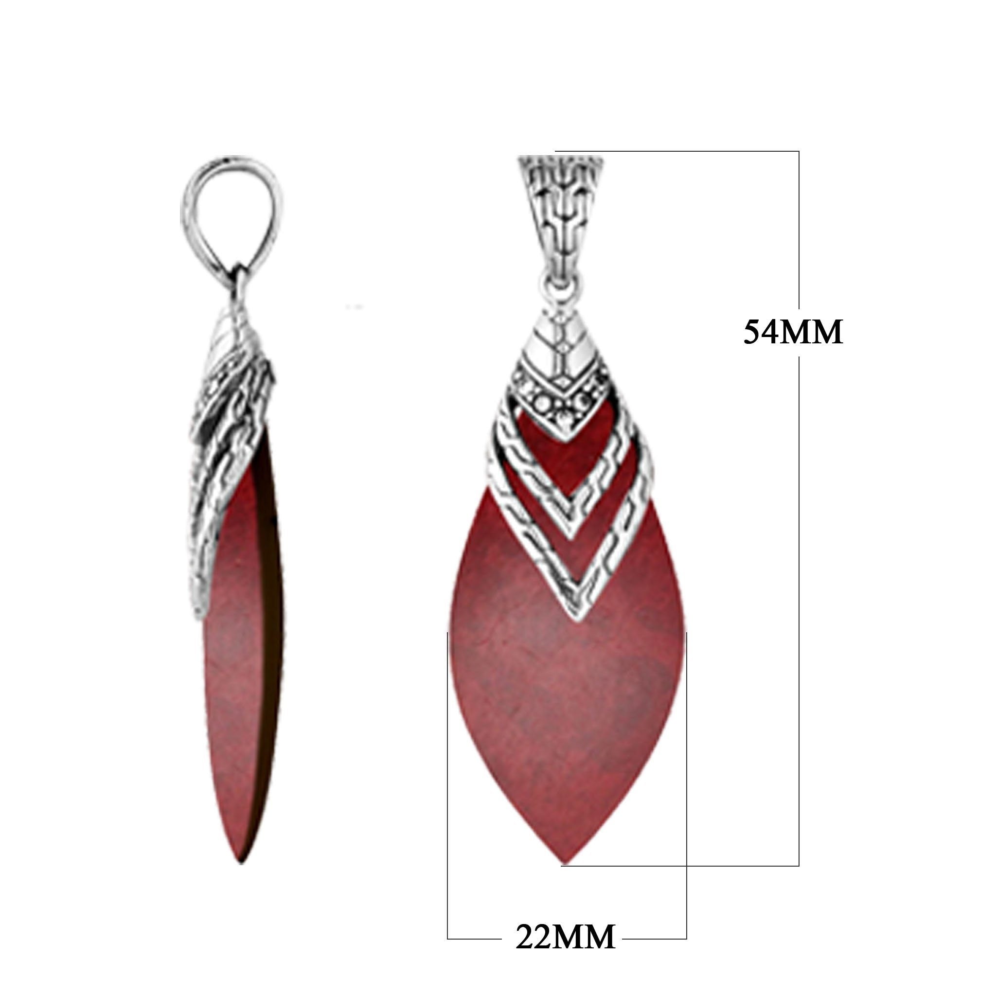 Sterling Silver Red Coral And Cubic Zirconia Layered Designer Pendant For Wholesale Jewelry Buyers.