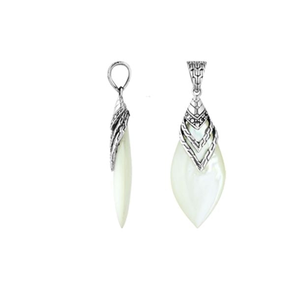 AP-6241-MOP Sterling Silver Pendant With Mother of Pearl and Cubic Zircon Jewelry Bali Designs Inc 
