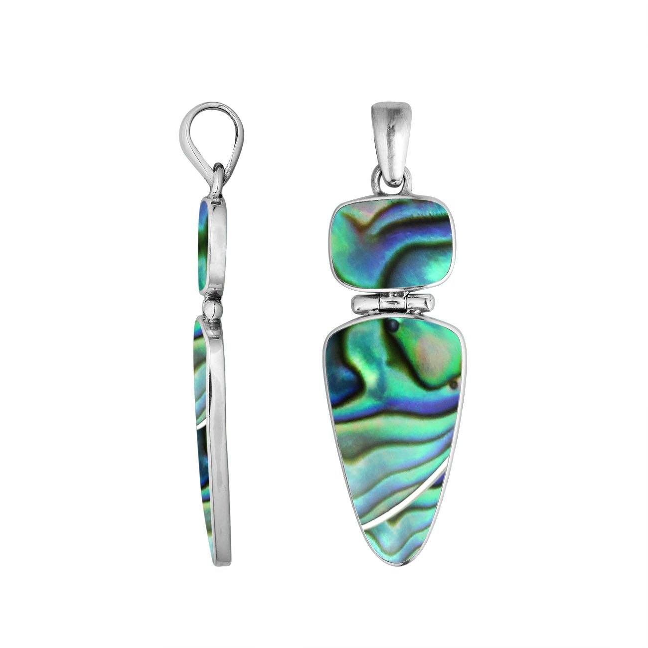 Sterling Silver Abalone Shell Contemporary Dual Stone Pendant For Wholesale Jewelry Buyers.