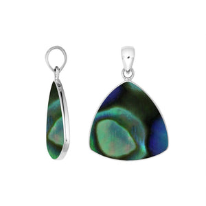Sterling Silver Abalone Shell Triangular Pendant For Wholesale Jewelry Buyers.