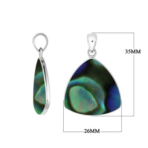 Sterling Silver Abalone Shell Triangular Pendant For Wholesale Jewelry Buyers.