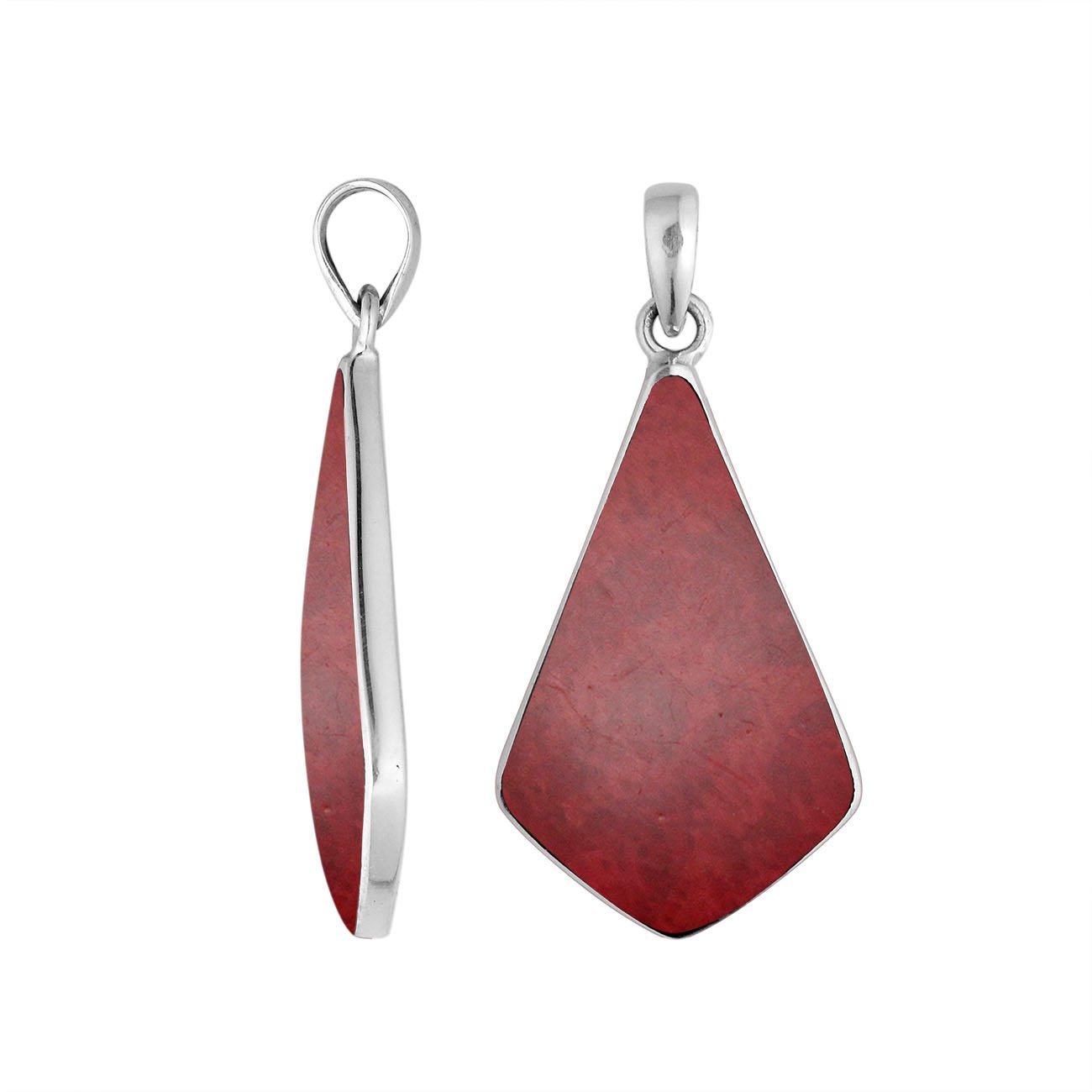 Sterling Silver Red Coral Geometric Pendant For Wholesale Jewelry Buyers.