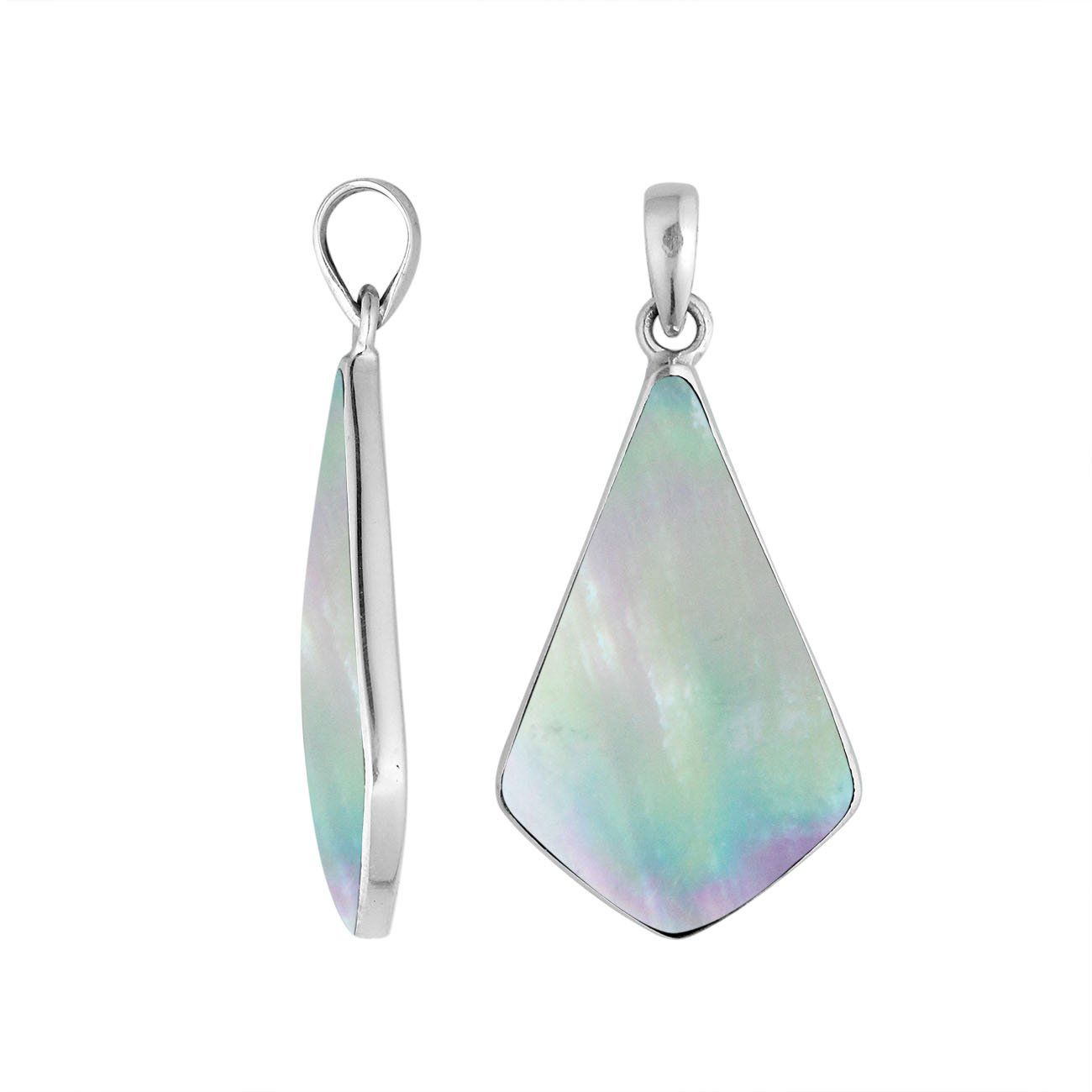 Sterling Silver Elegant Abstract Shape Mother Of Pearl Pendant For Wholesale Buyers.