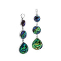 Sterling Silver Triple Drop Abalone Shell Pendant With Polished Balinese Frame.