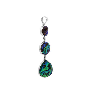 Sterling Silver Triple Drop Abalone Shell Pendant With Polished Balinese Frame.