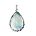 Sterling Silver Mother Of Pearl Teardrop Pendant With Rope Border For Wholesale Buyers.