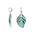Sterling Silver Abalone Shell Leaf Pendant With Silver Vein Design For Wholesale Buyers.