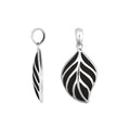 Sterling Silver Black Shell Leaf Pendant With Polished Silver Vein Design For Wholesale Collection.