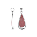 Sterling Silver Red Coral Teardrop Pendant With Polished Silver Border For Wholesale Buyers.