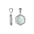 Sterling Silver Mother Of Pearl Hexagon Pendant With Polished Silver Frame For Wholesale Buyers.