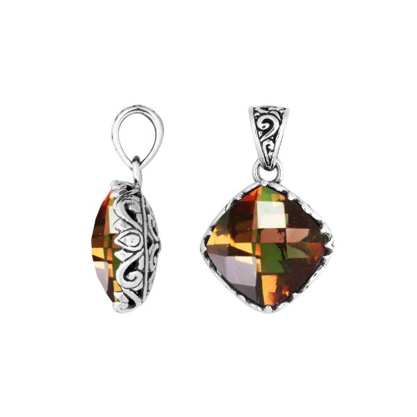 AP-6256-CT Sterling Silver Cushion Shape Pendant With Citrine Jewelry Bali Designs Inc 