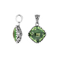 Sterling Silver Green Amethyst Quartz Cushion Pendant With Balinese Filigree Design For Wholesale Buyers.