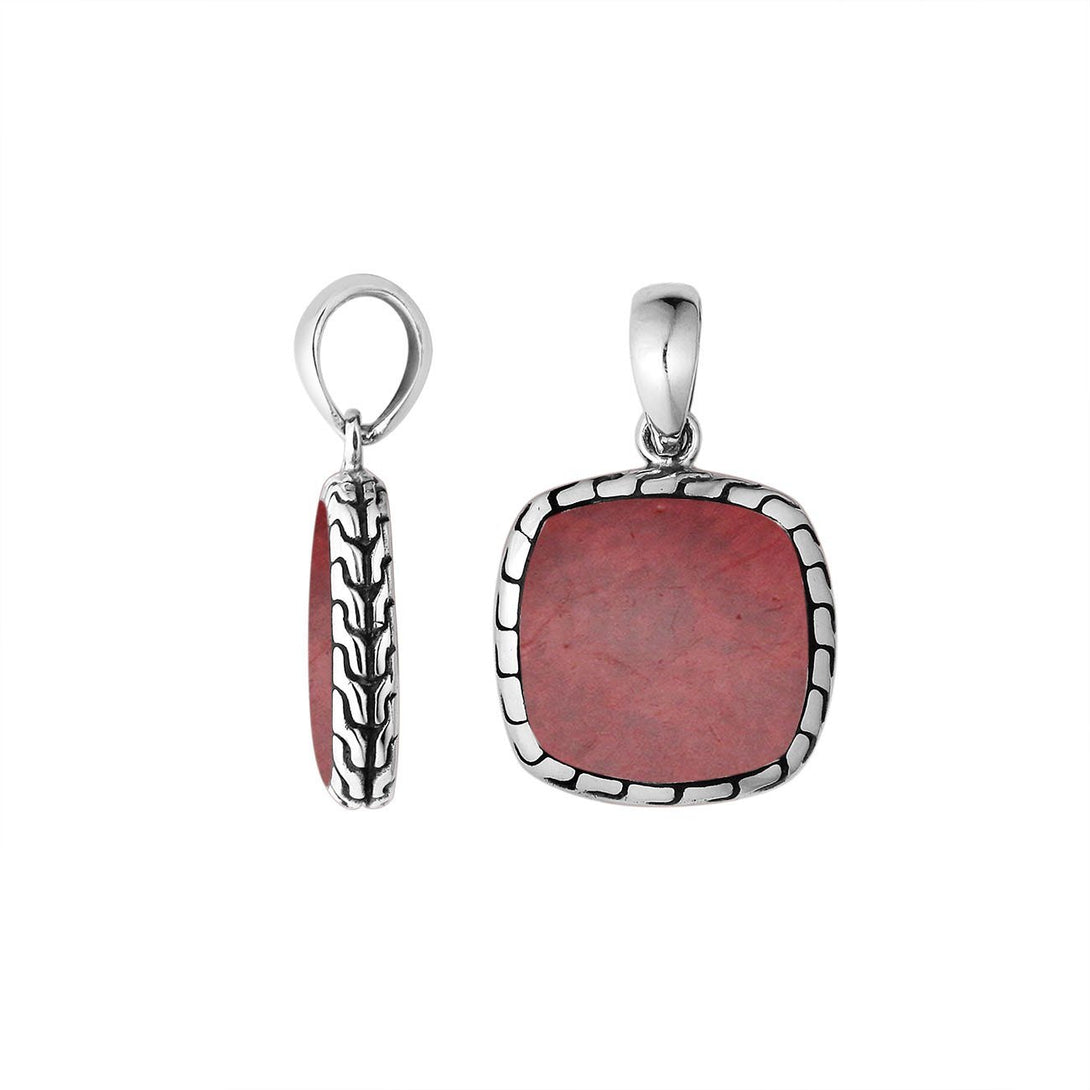 AP-6257-CR Sterling Silver Pendant With Coral Jewelry Bali Designs Inc 