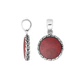 Sterling Silver Red Coral Round Pendant With Balinese Frame Design For Wholesale Buyers.