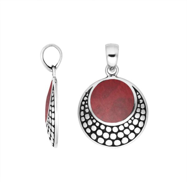 AP-6259-CR Sterling Silver Pendant With Coral Jewelry Bali Designs Inc 
