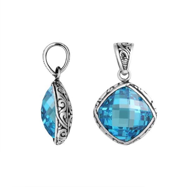 AP-6260-BT Sterling Silver Pendant With Blue Topaz Q. Jewelry Bali Designs Inc 