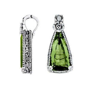 Trapezoid Green Amethyst Quartz Sterling Silver Pendant For Wholesale Jewelry Collection
