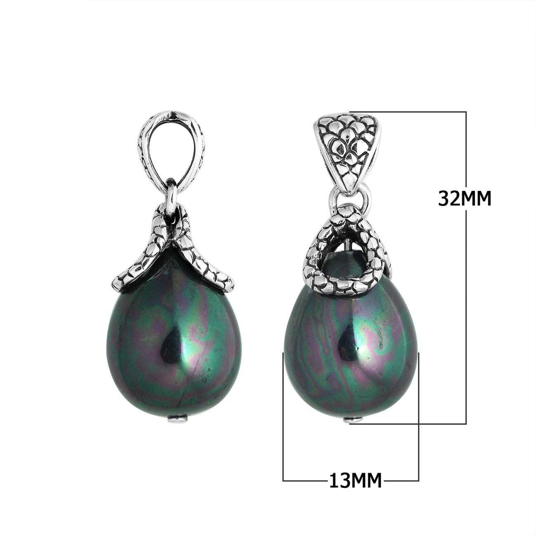 AP-6262-PEG Sterling Silver Pear Shape Pendant With Gray Pearl Jewelry Bali Designs Inc 