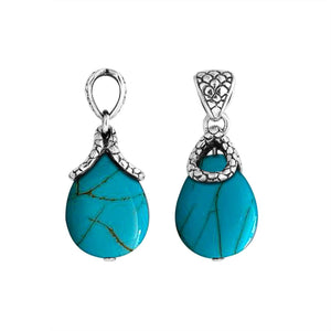 Turquoise Shell Sterling Silver Drop Pendant For Wholesale Jewelry Collections