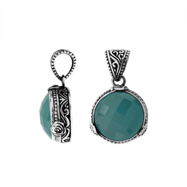 AP-6278-CH.B Sterling Silver Pendant With Blue Chalcedony Q. Jewelry Bali Designs Inc 