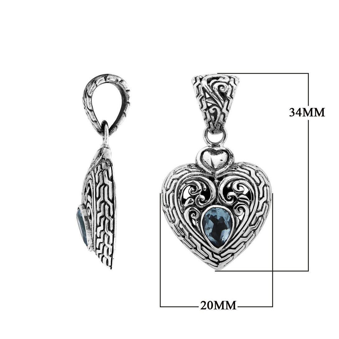 AP-6279-BT Sterling Silver Pendant With Blue Topaz Jewelry Bali Designs Inc 