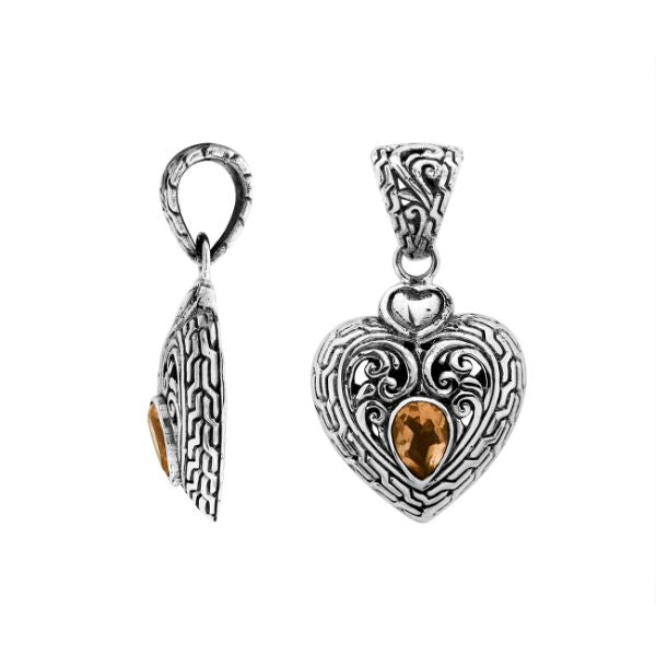AP-6279-CT Sterling Silver Pendant With Citrine Jewelry Bali Designs Inc 