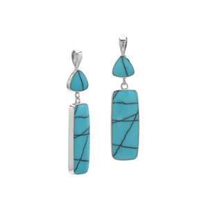 Wholesale Sterling Silver Turquoise Shell Pendant With Trillion & Rectangle Drop Design Handcrafted In Bali