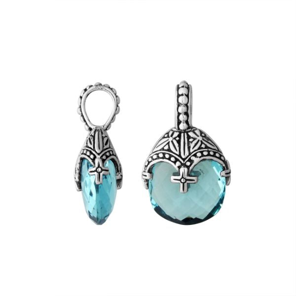 AP-6284-BT Sterling Silver Pendant With Blue Topaz Q. Jewelry Bali Designs Inc 