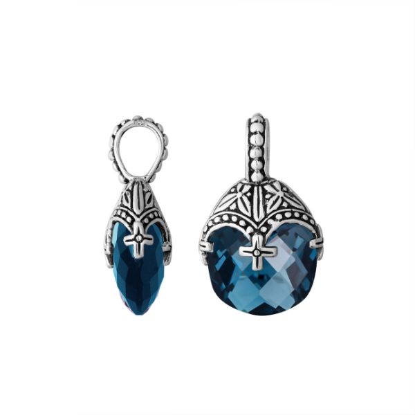 AP-6284-LBT Sterling Silver Pendant With London Blue Topaz Q. Jewelry Bali Designs Inc 