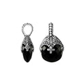 Sterling silver black onyx heart pendant with ornate Balinese handcrafted pattern