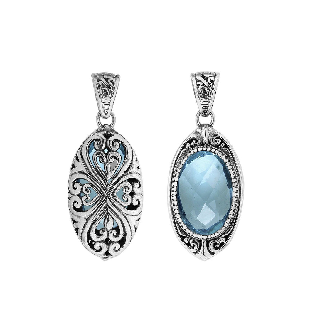 AP-6285-BT Sterling Silver Pendant With Blue Topaz Q. Jewelry Bali Designs Inc 