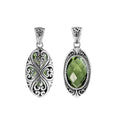Sterling silver oval pendant with Green Amethyst Quartz and Balinese filigree handcrafted design