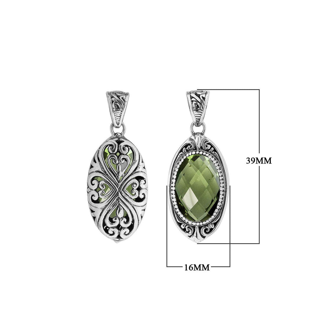 AP-6285-GAM Sterling Silver Pendant With Green Amethyst Q. Jewelry Bali Designs Inc 