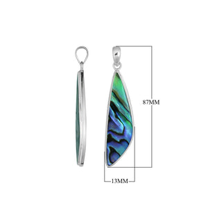 Sterling silver long triangular pendant with Abalone Shell handcrafted in modern Balinese design