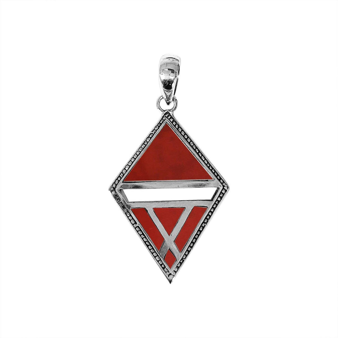 AP-6288-CR Sterling Silver Pendant With Coral Jewelry Bali Designs Inc 