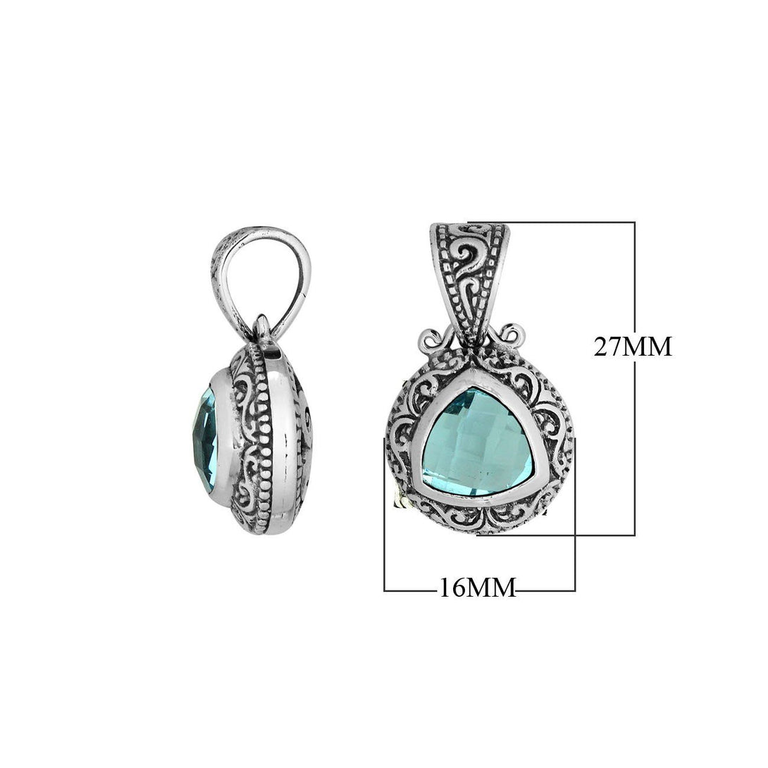 AP-6290-BT Sterling Silver Pendant With Blue Topaz Q. Jewelry Bali Designs Inc 