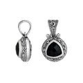 Sterling silver triangular pendant with Black Onyx handcrafted in traditional Balinese design