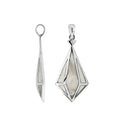 A handcrafted sterling silver pendant featuring a radiant Mother Of Pearl in a geometric triangular design, reflecting modern Balinese artistry and timeless silver elegance.