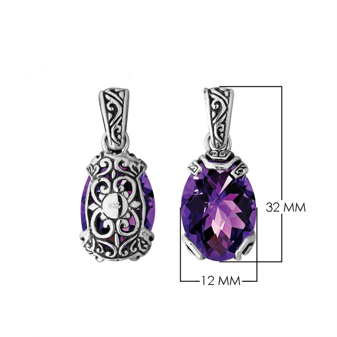 AP-6293-AM Sterling Silver Pendant With Amethyst Q. Jewelry Bali Designs Inc 