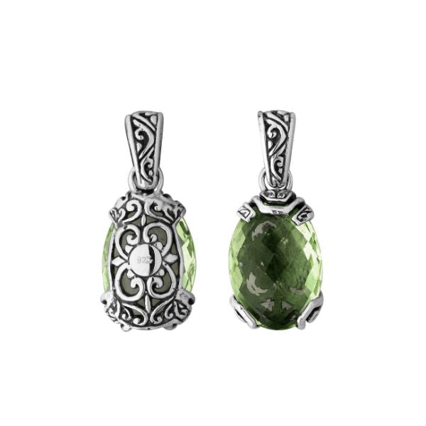 AP-6293-GAM Sterling Silver Pendant With Green Amethyst Q. Jewelry Bali Designs Inc 