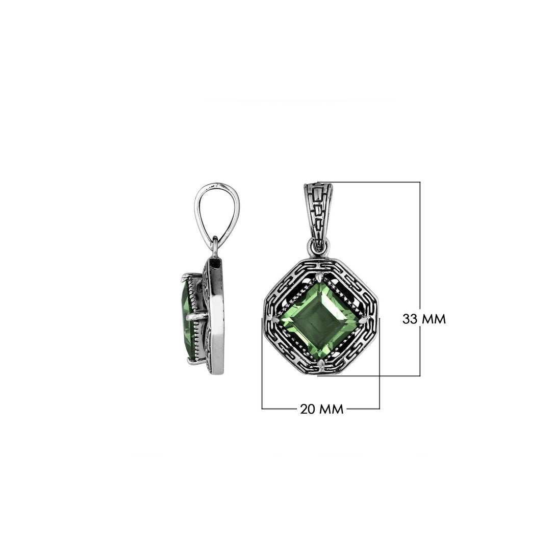 AP-6294-GAM Sterling Silver Pendant With Green Amethyst Q. Jewelry Bali Designs Inc 