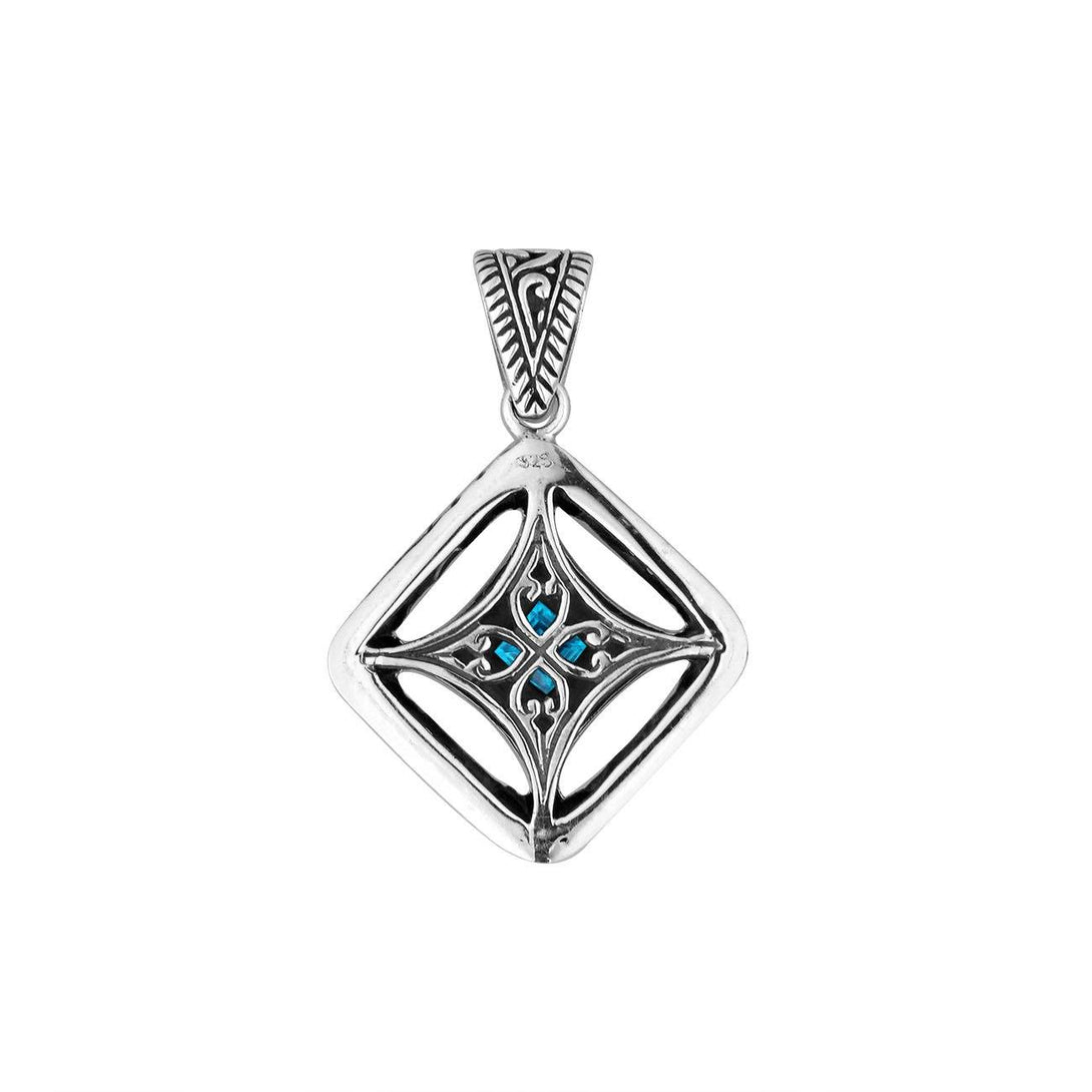 AP-6298-BT Sterling Silver Cushion Shape Pendant With Blue Topaz Jewelry Bali Designs Inc 