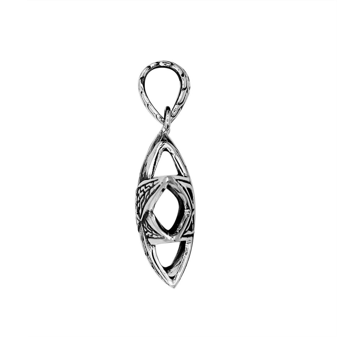 AP-6299-S Sterling Silver Delightful charming Compass Shape Pendant With Plain Silver Jewelry Bali Designs Inc 