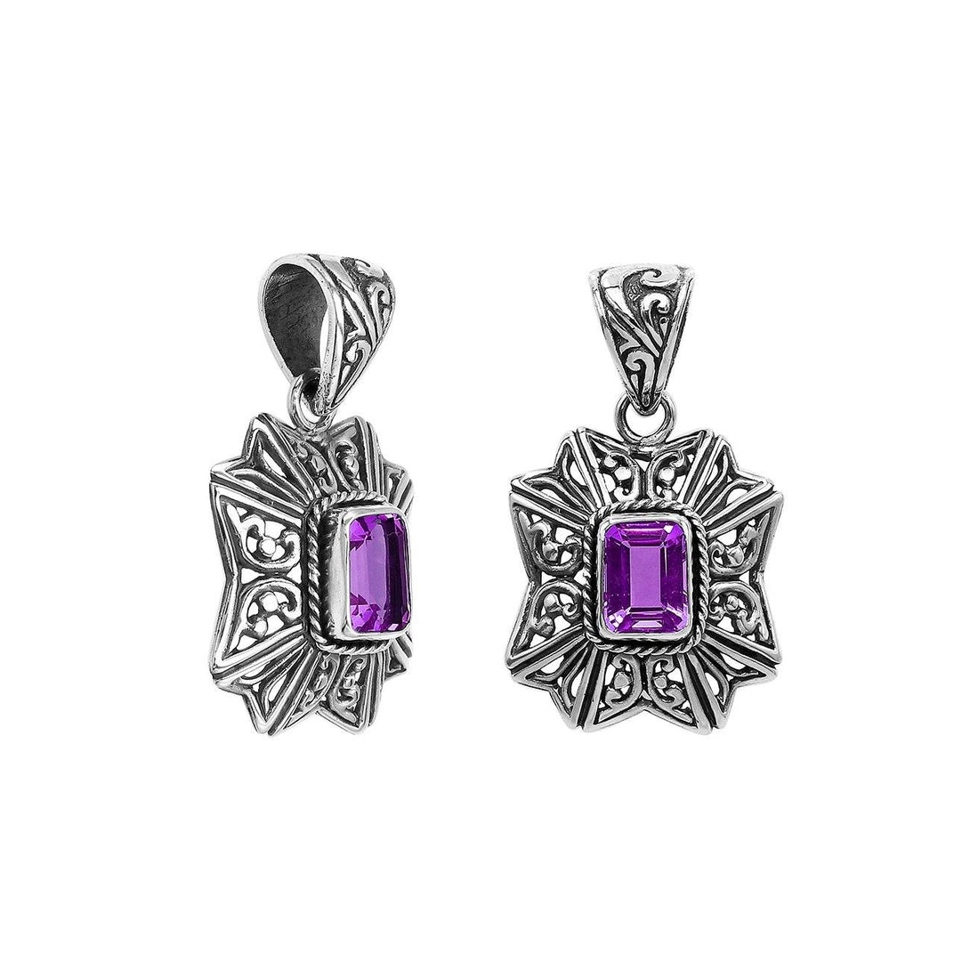 AP-6307-AM Sterling Silver Designer Pendant With Amethyst Jewelry Bali Designs Inc 