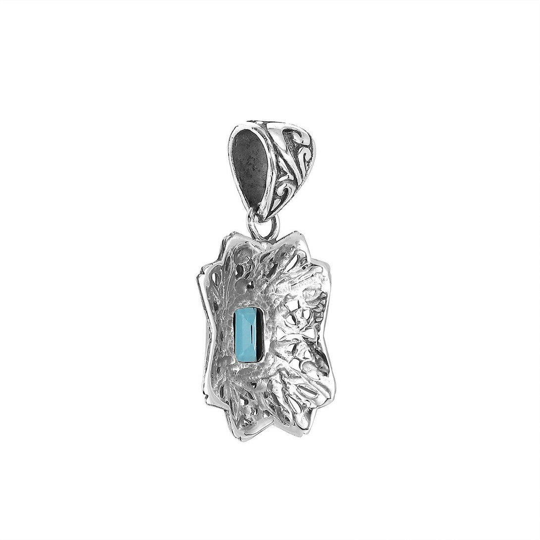 AP-6307-BT Sterling Silver Designer Pendant With Blue Topaz Jewelry Bali Designs Inc 
